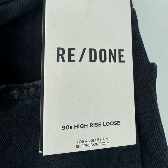 RE/Done Comfort Stretch High Rise Loose Fit Jeans Straight Leg Black Size 23 NWT - Picture 10 of 13
